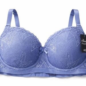 Body Frosting Blue Lace Bra & Panty Set NWT Plus Size 42C/2X